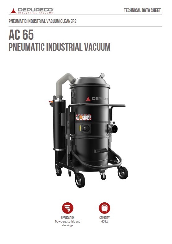 Depureco AC 65  – Pneumatic Industrial Vacuum 65 Lt
